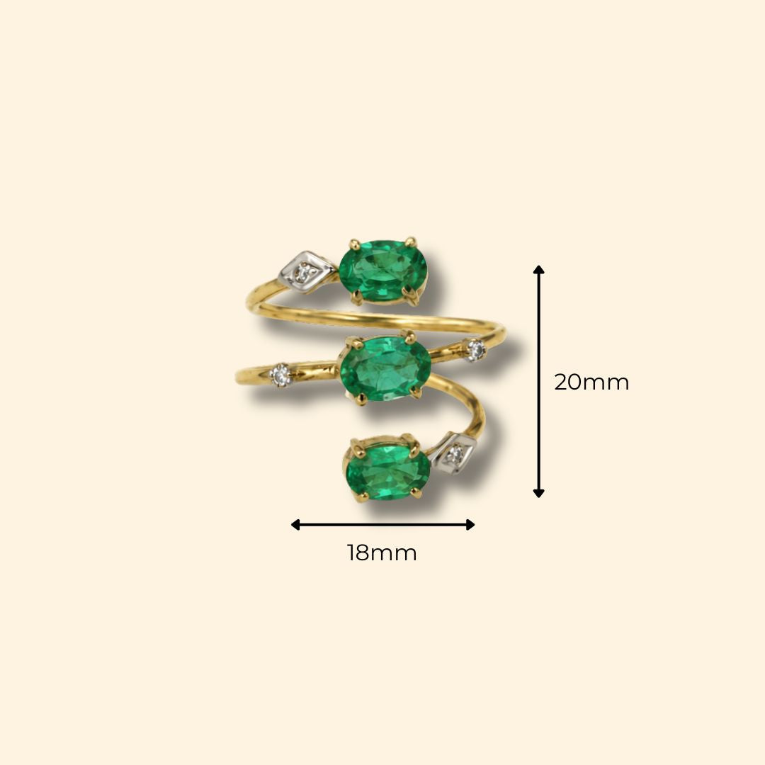 Emerald Diamond Spiral Ring