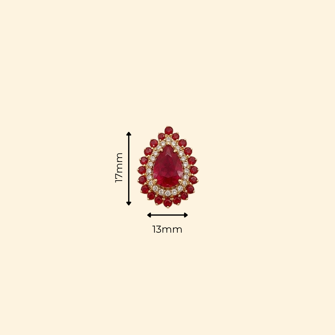 Pear Ruby Diamond Double Halo Pendant