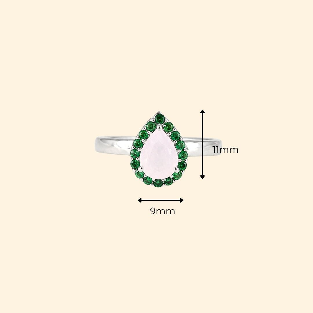 Corallina Pear Rose Quartz Ring