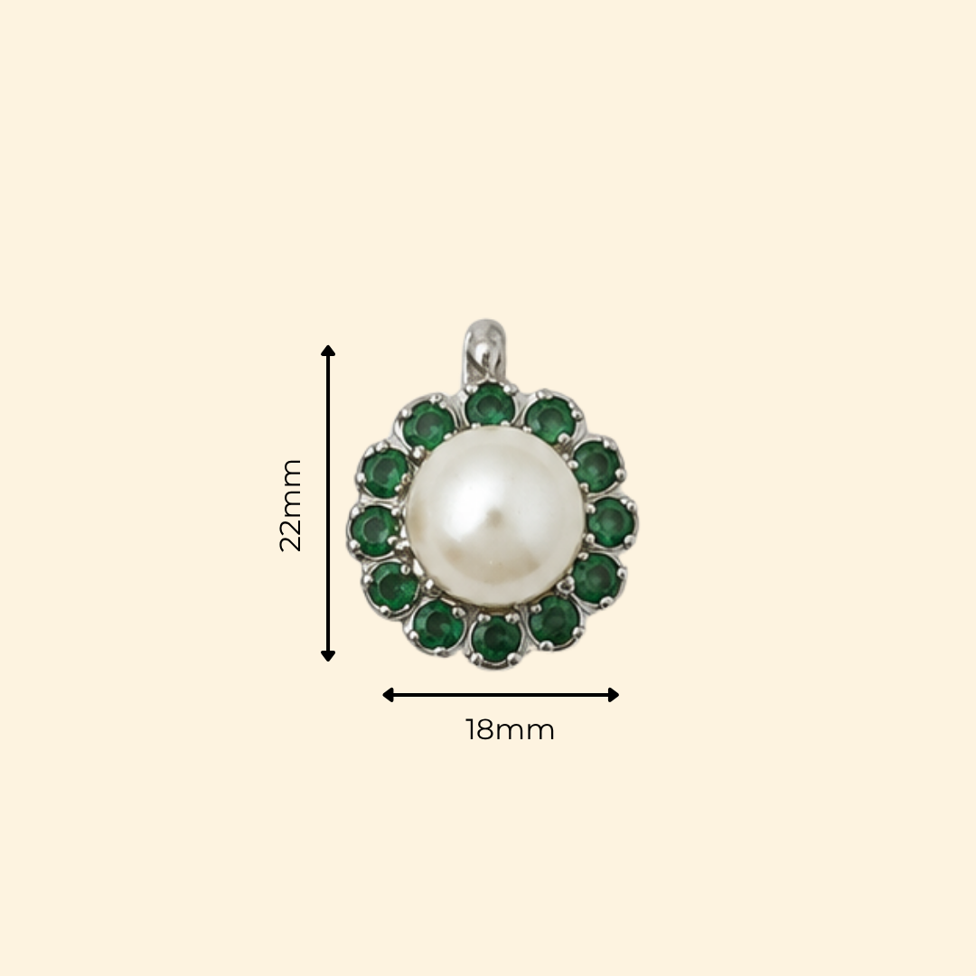 Corallina Earrings in White Pearl & Emerald