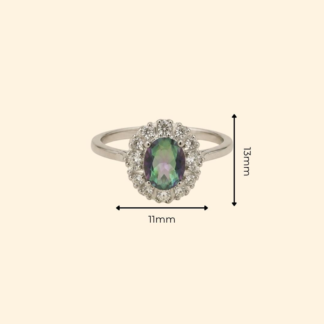 Oval Corallina Ring in Mystic Quartz