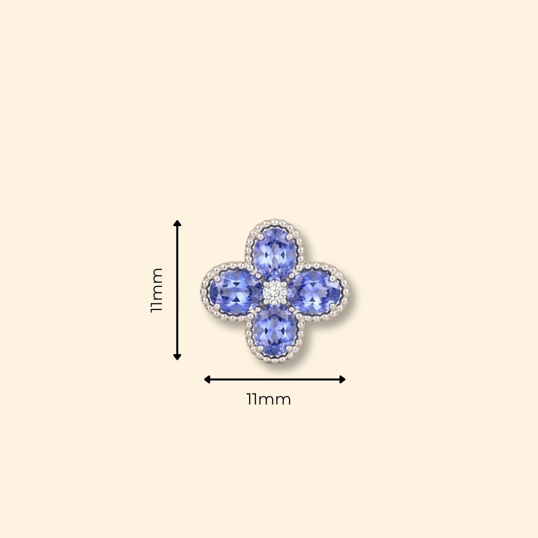 Tanzanite & Diamond Floral Studs