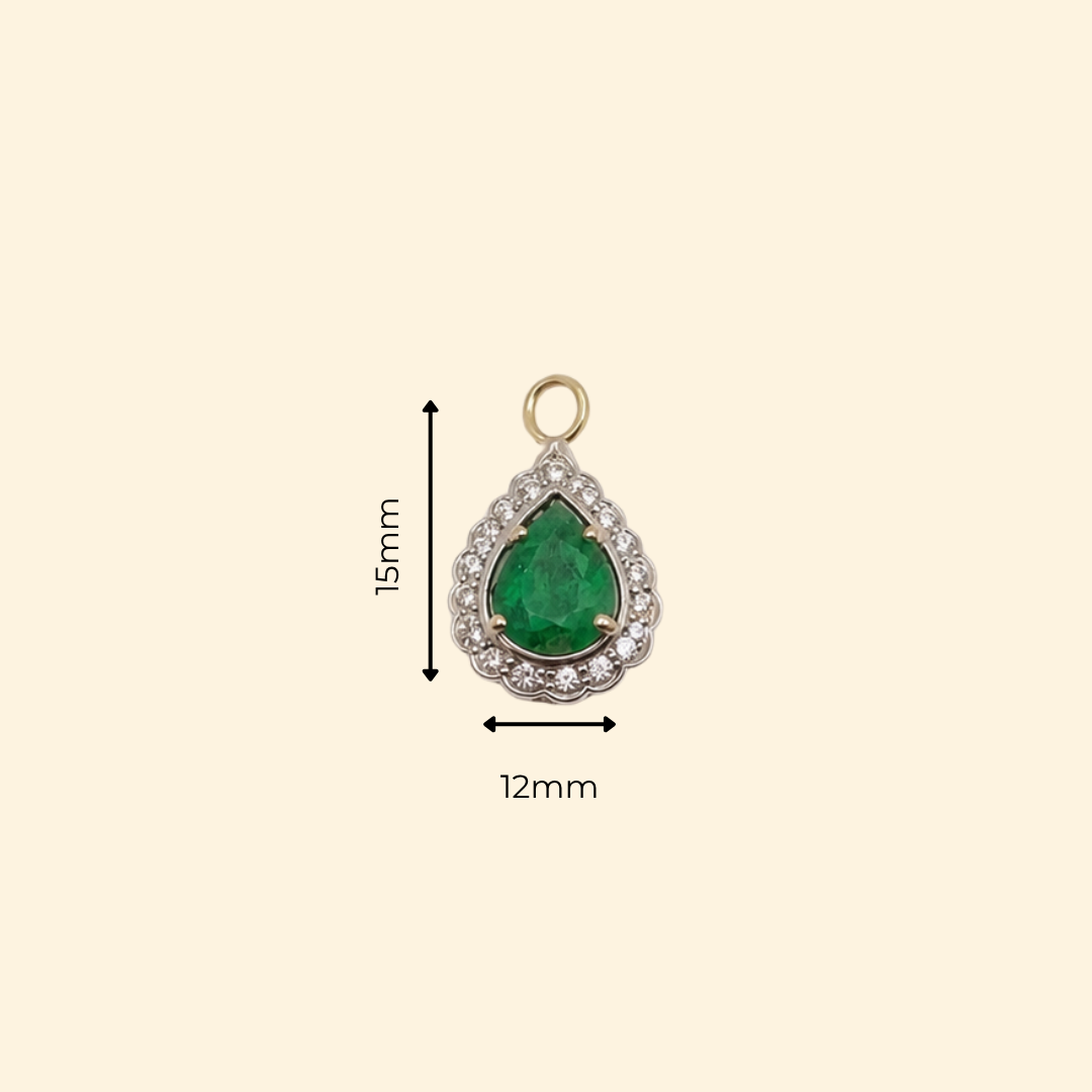Pear Emerald Diamond Halo Pendant