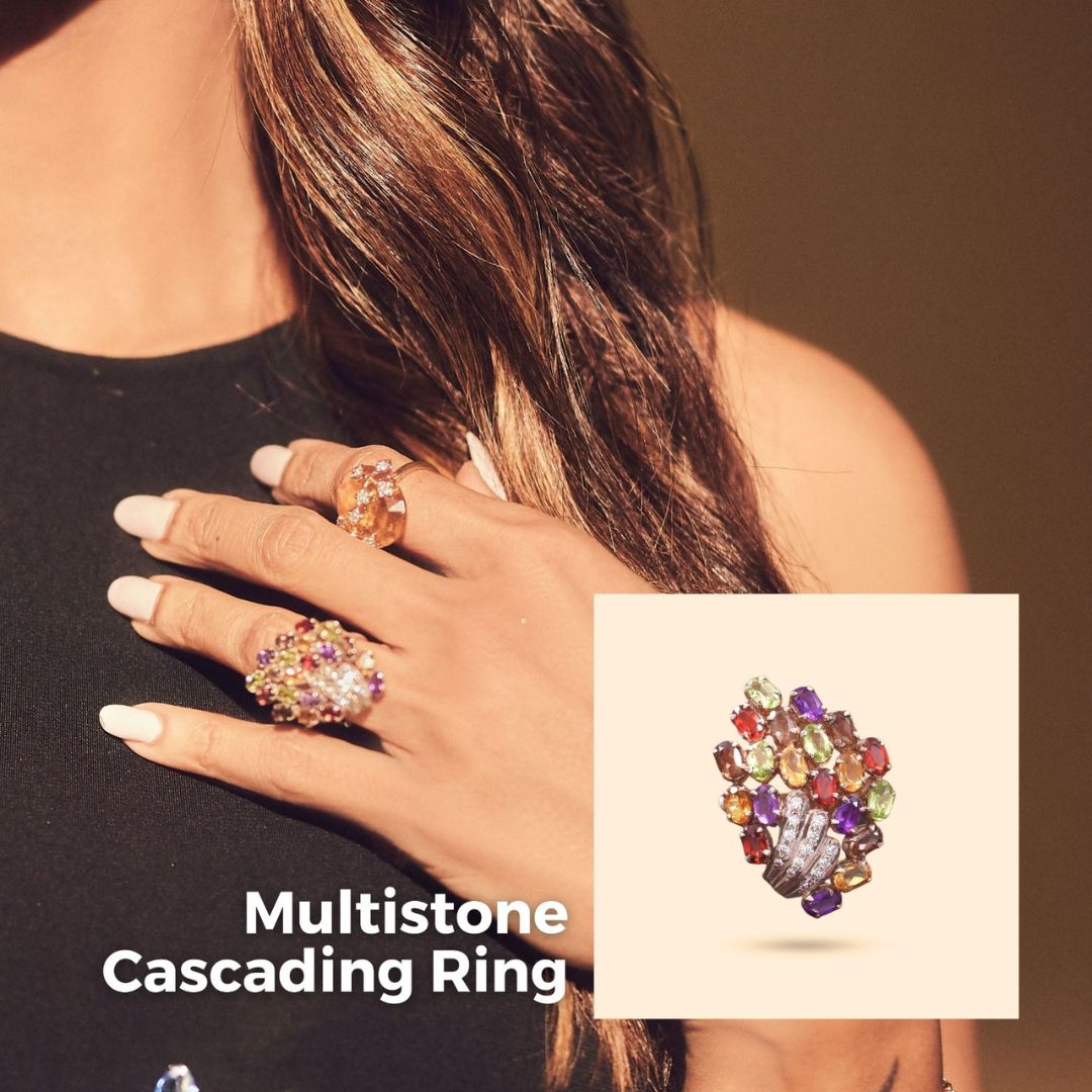 Shilpa Shetty in Cascading Multistone Ring