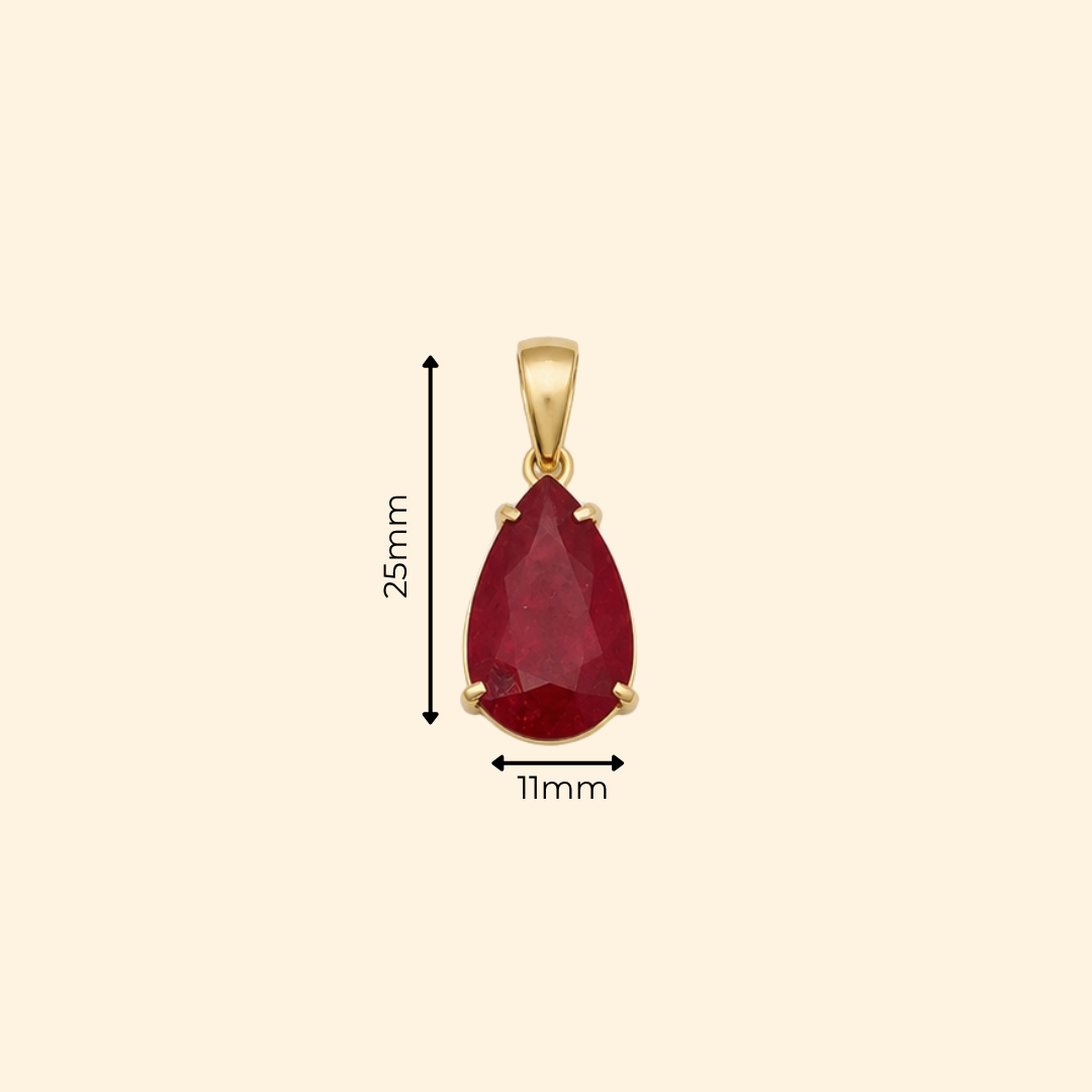 Pear Ruby Solitaire Pendant