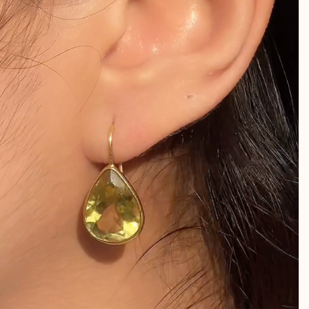 Pear Shaped Lemon Quartz Earrings