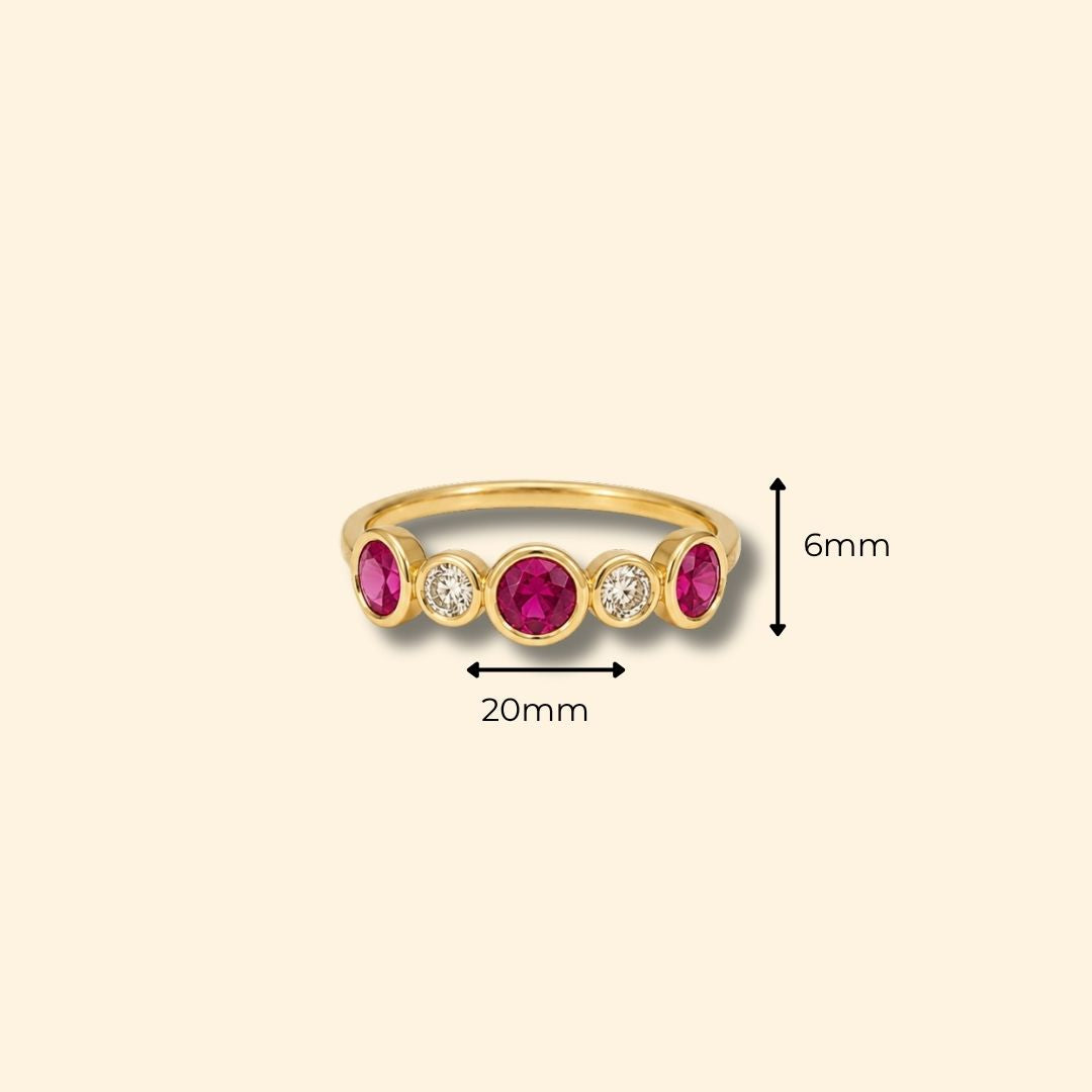 Ruby & Diamond Stone Bezel Ring