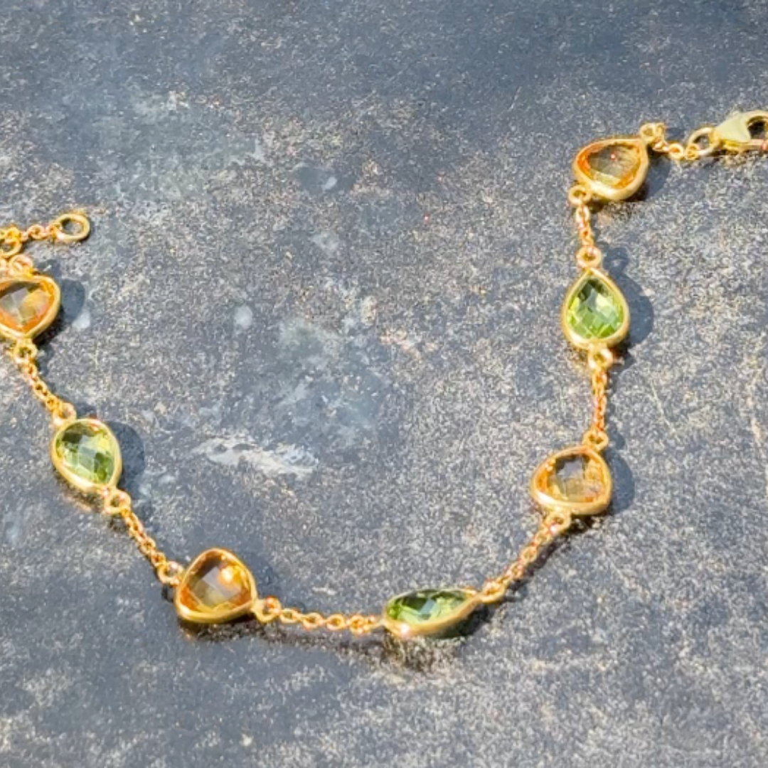 Citrine and Peridot Bezel Bracelet