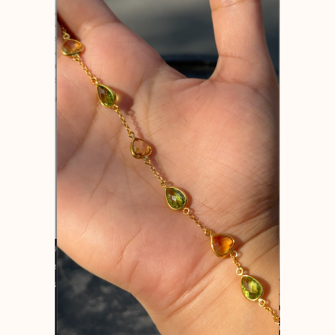 Citrine and Peridot Bezel Bracelet
