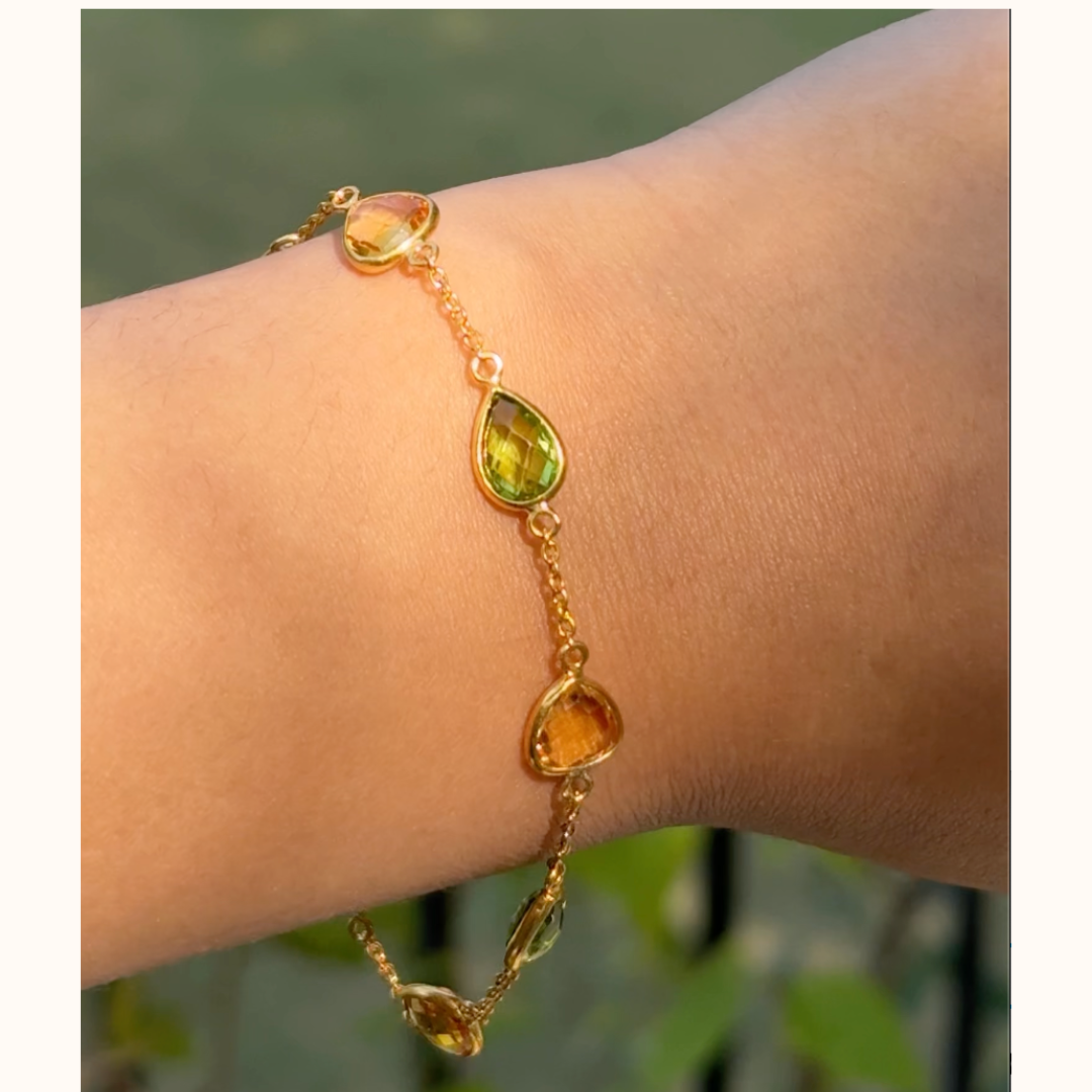 Citrine and Peridot Bezel Bracelet