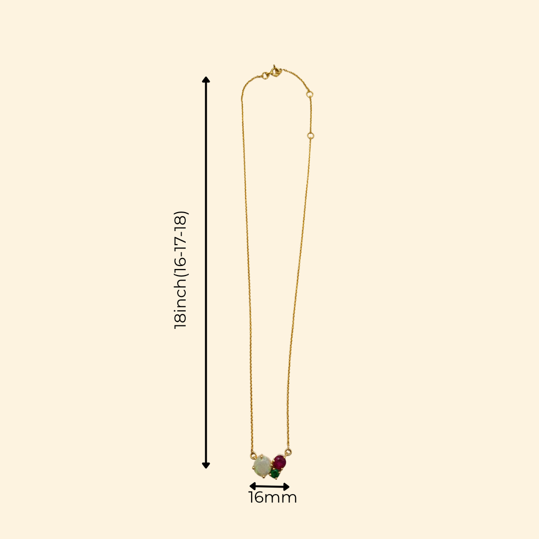 Opal Ruby Emerald Cluster Necklace