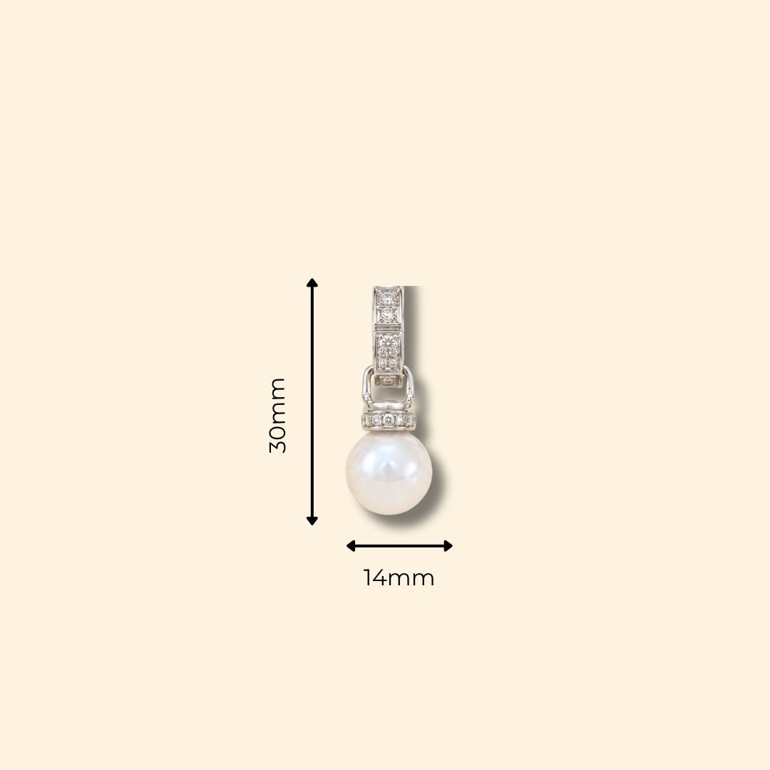 Freshwater Pearl & Diamond Drop Earrings