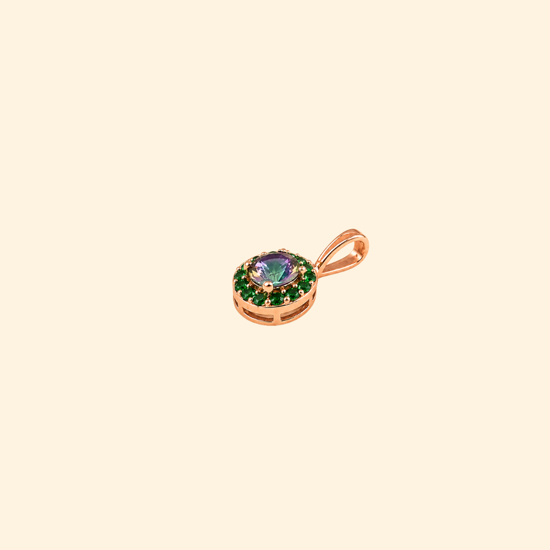 Corallina Round Mystic Quartz Pendant