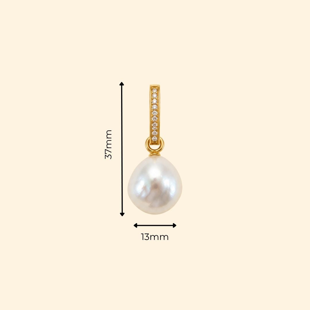 Diamond Huggies with Baroque Pearl Drops