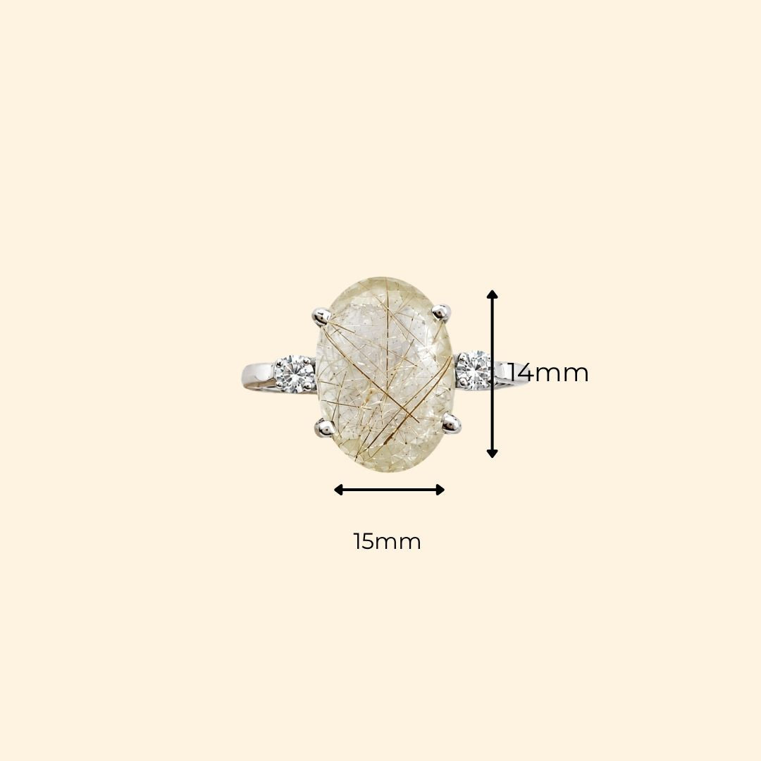 Shooting Star Ring in Golden Rutile