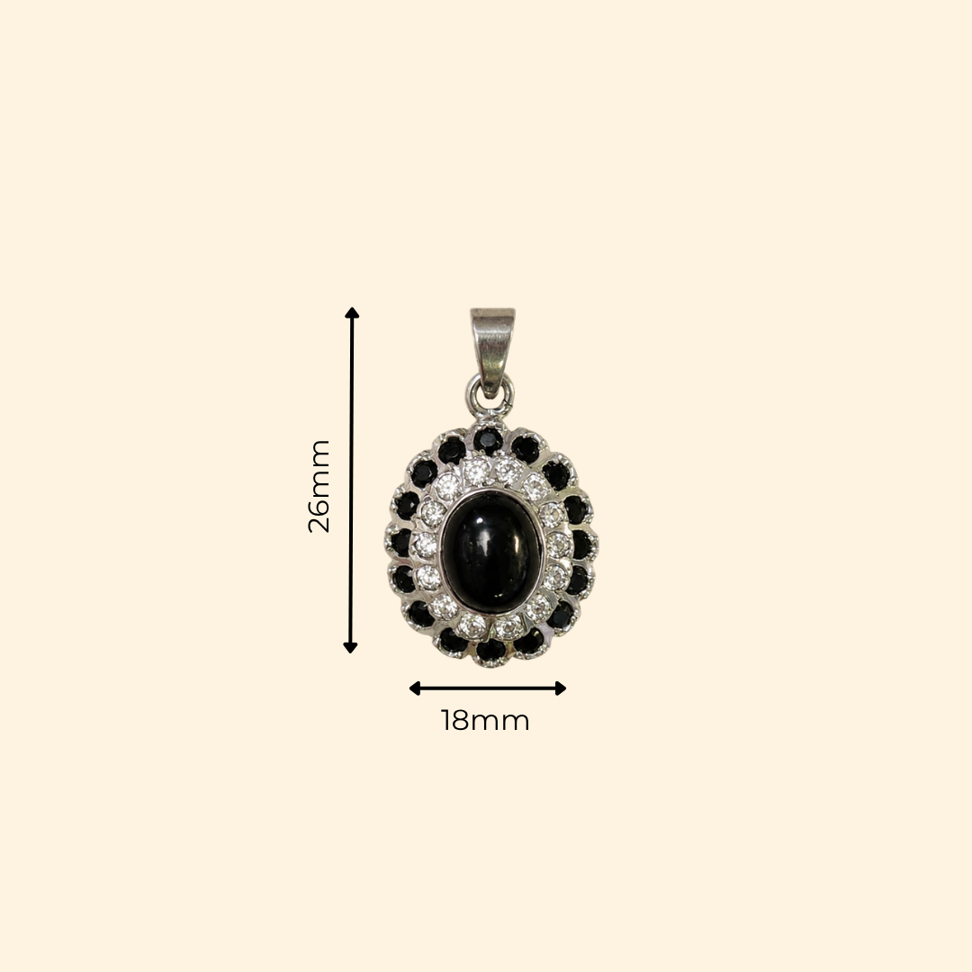 Cosmic Clustre Oval Black Star Pendant