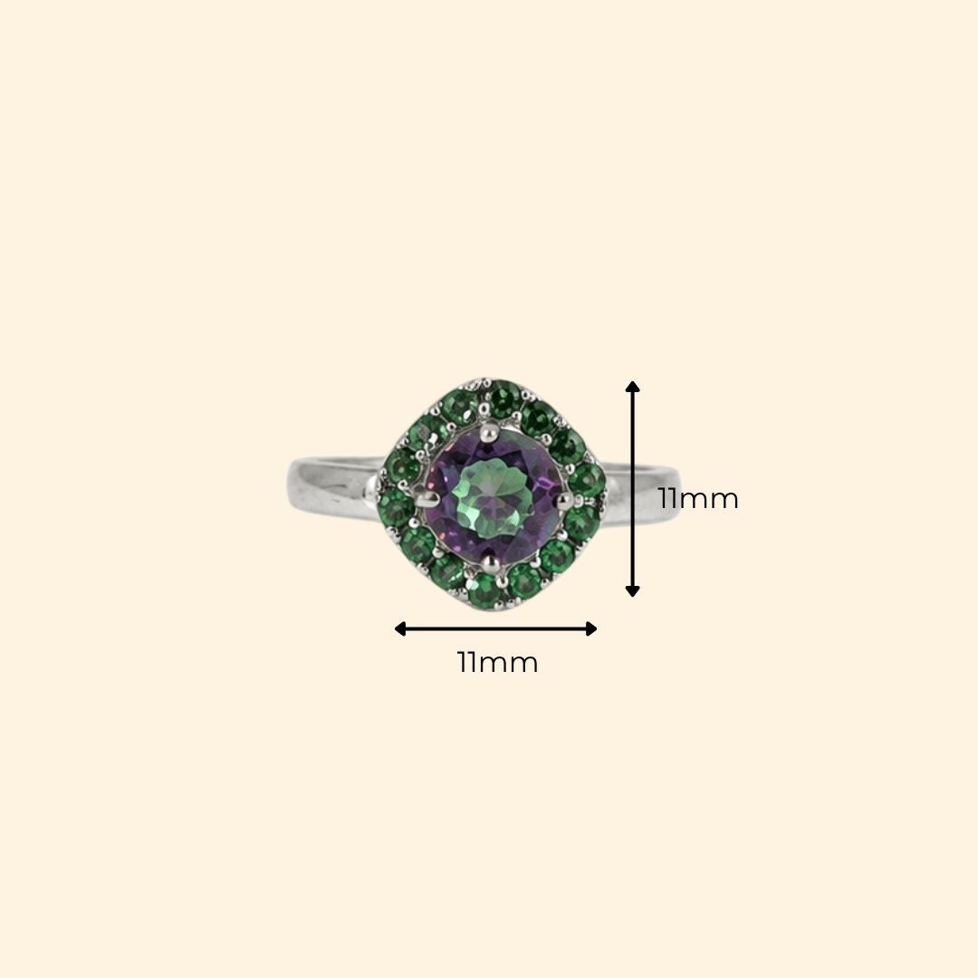 Rhombus Corallina Ring in Mystic Quartz