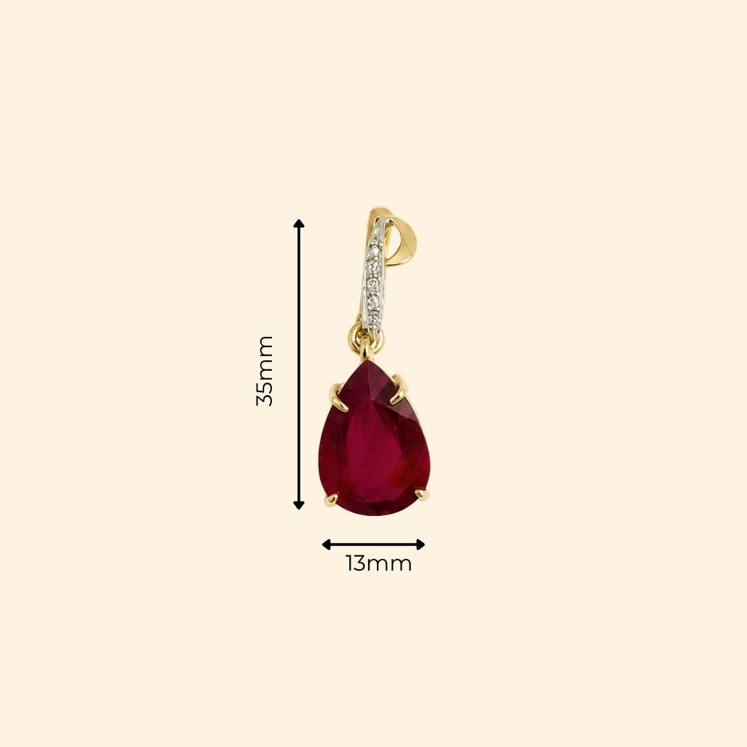 Pear Ruby Diamond Dangling Earrings