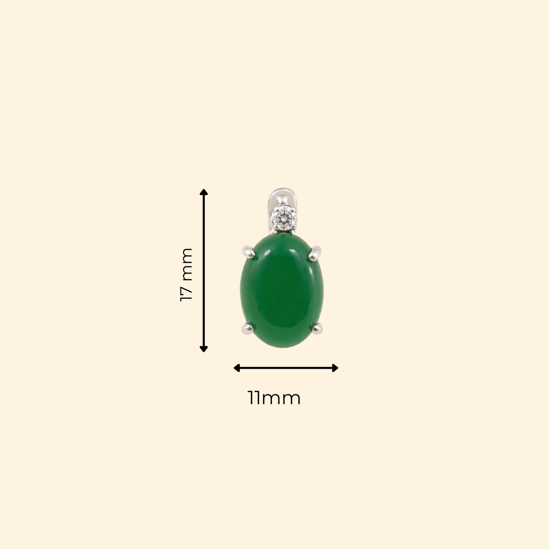 Shooting Star Oval Earrings in Green Jade