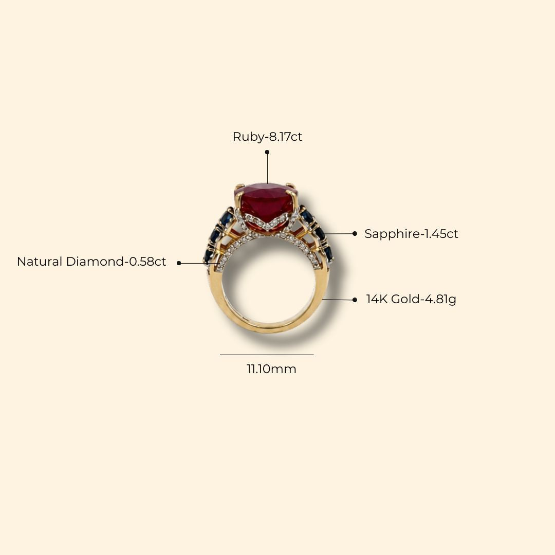 Royal Flush Ruby Ring