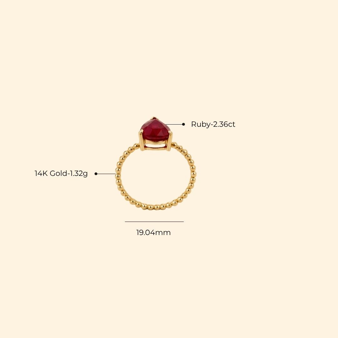 Pear Ruby V-Prong Solitaire Ring