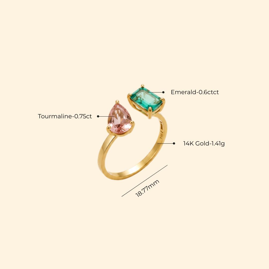 Tourmaline & Emerald Te Moit Ring