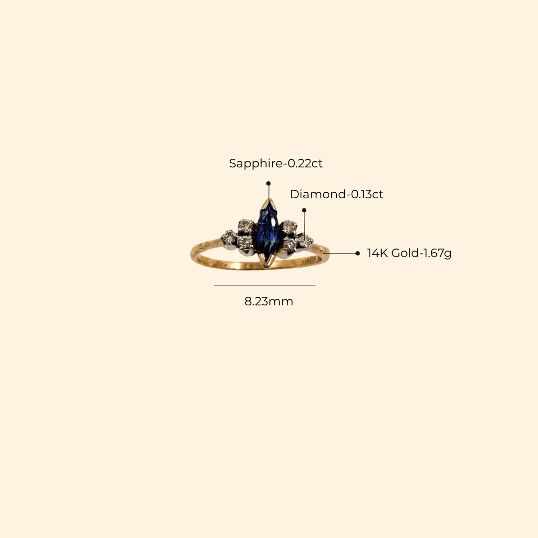 Marquise Sapphire & Diamond Crown Ring