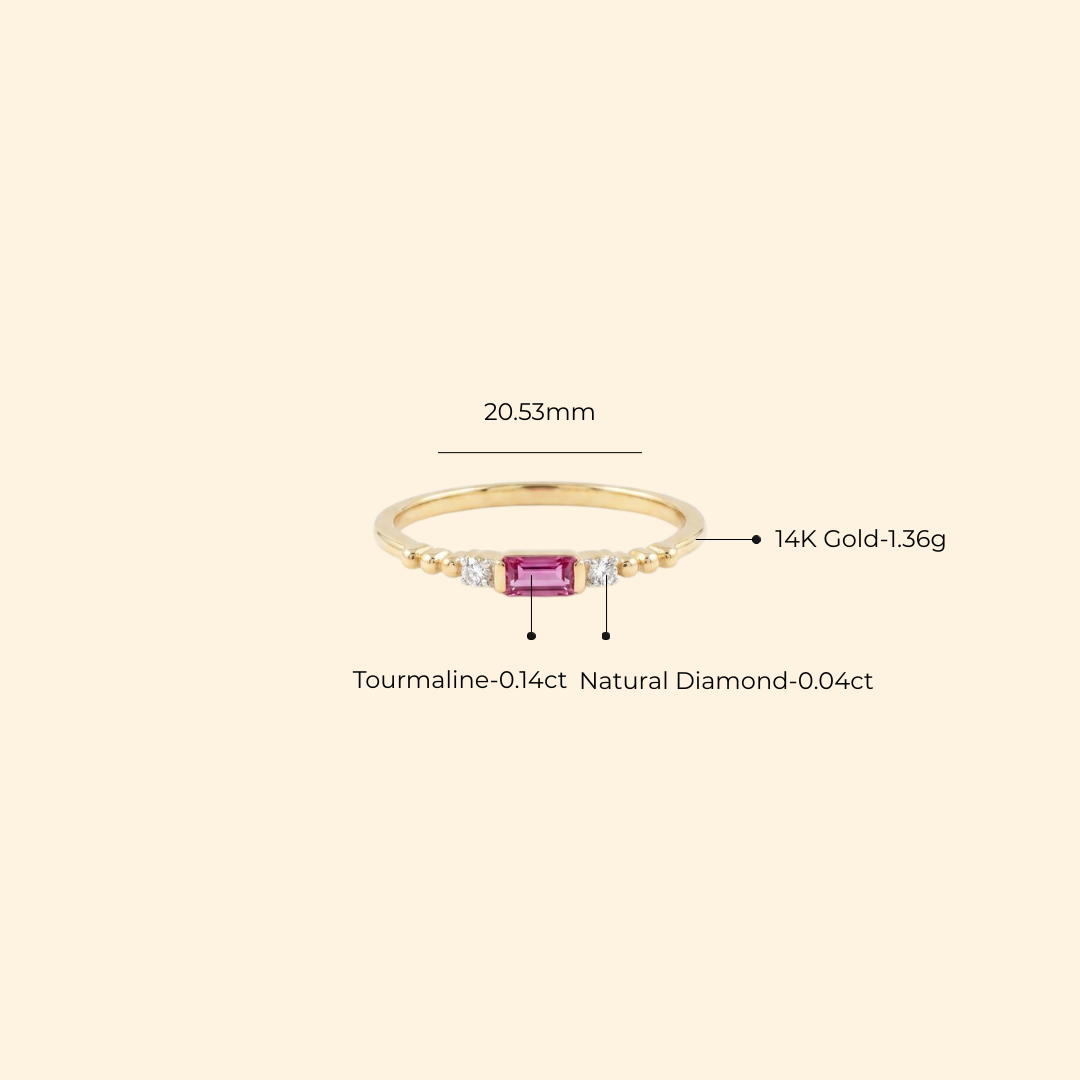 Octagon Tourmaline & Diamond Ring