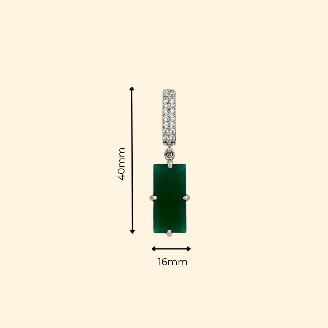 Green Onyx Baguette Drop Earrings