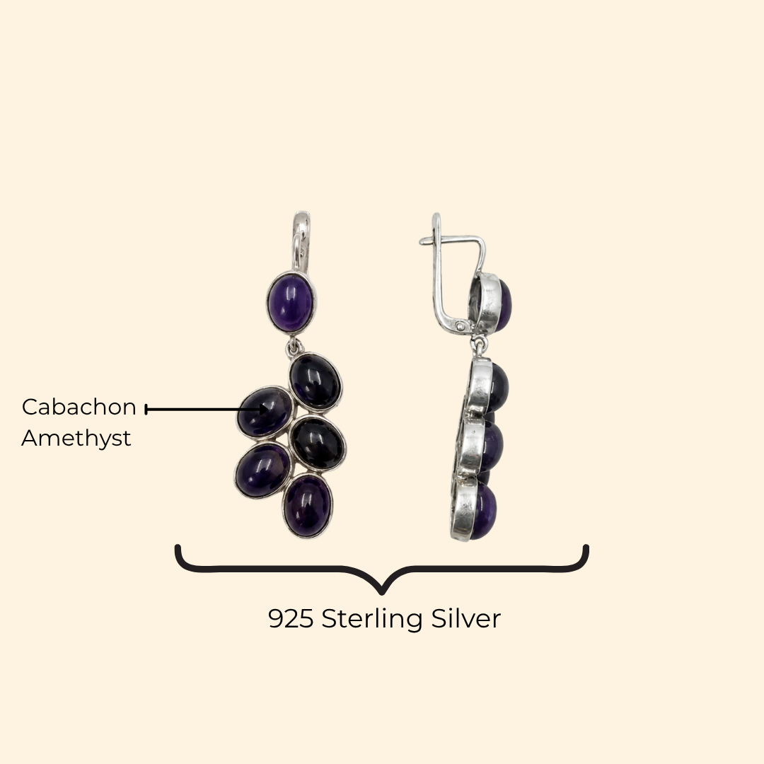 Grape Hanging Earrings in Amethyst