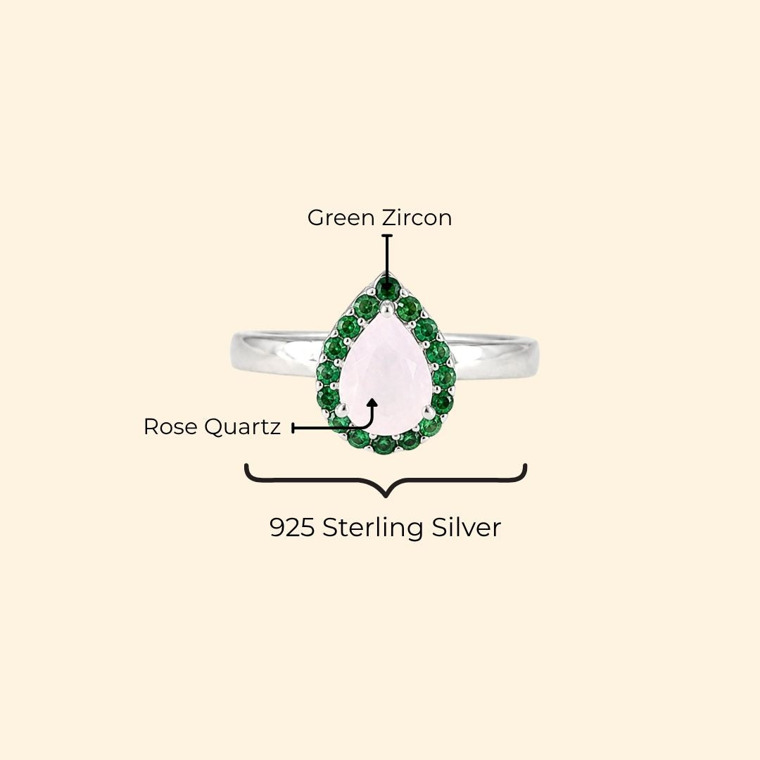 Corallina Pear Rose Quartz Ring