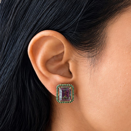 Octagon Corallina Earrings in Mystic Quartz