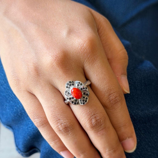 Fiore Ring In Red Corol