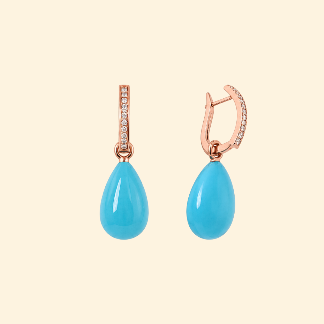 Diamond Huggies with Turquoise Drops