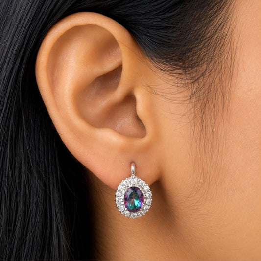 Oval Corallina Earrings in Mystic Quartz