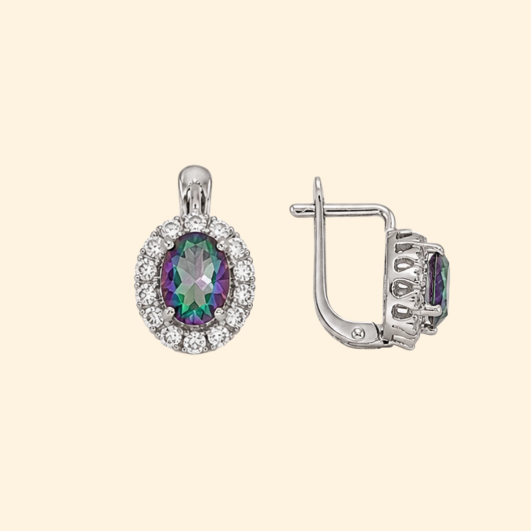 Oval Corallina Earrings in Mystic Quartz