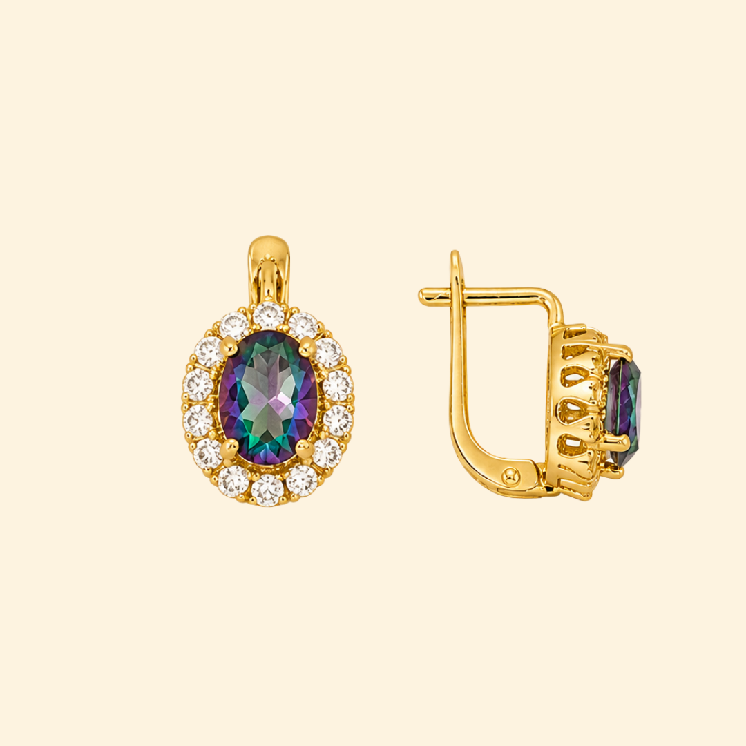 Oval Corallina Earrings in Mystic Quartz