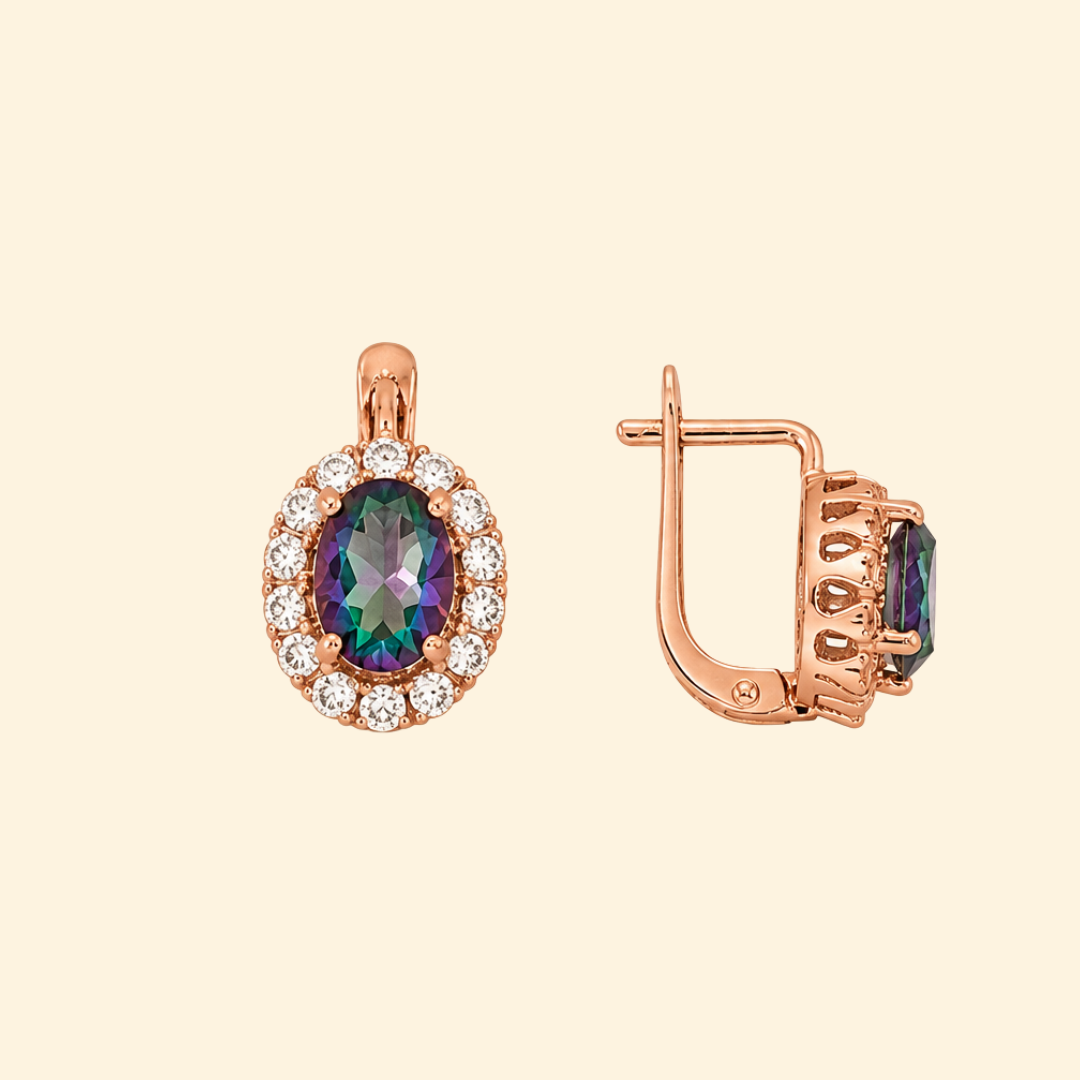 Oval Corallina Earrings in Mystic Quartz