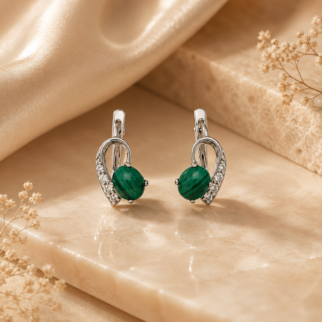 Vesper Malachite Drop Earrings