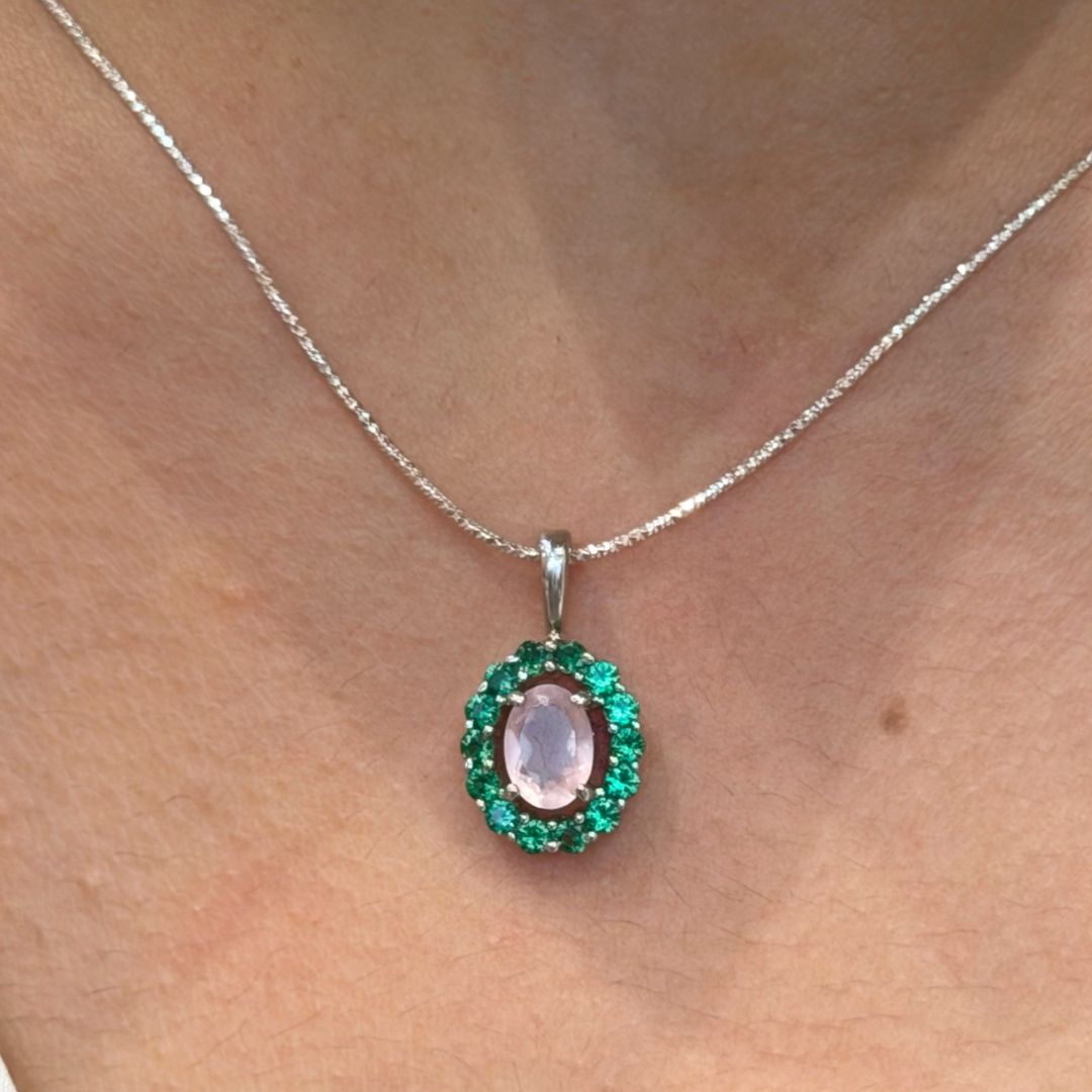 Corallina Oval Rose Quartz Pendant