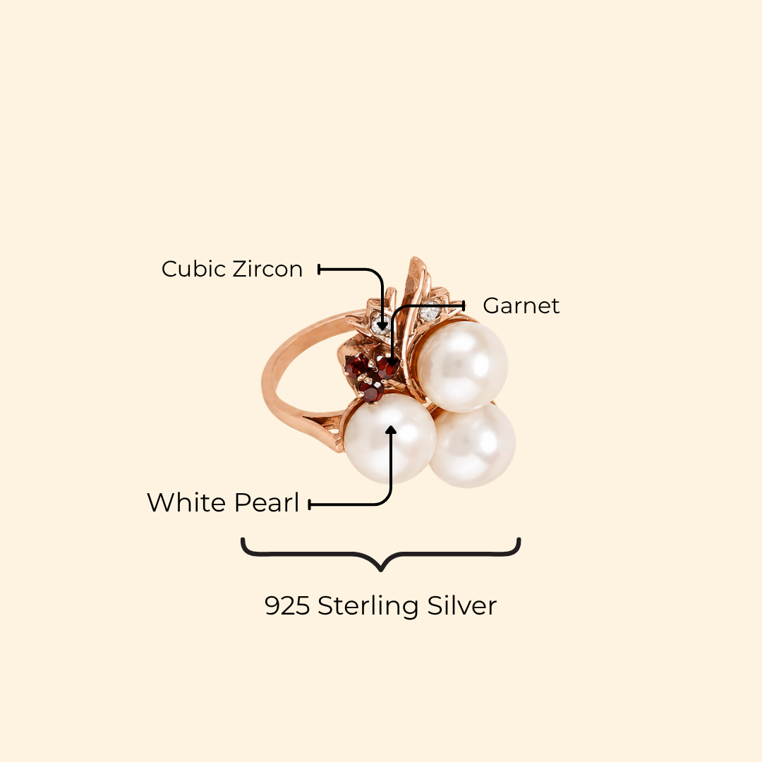 White Pearl Grape Ring