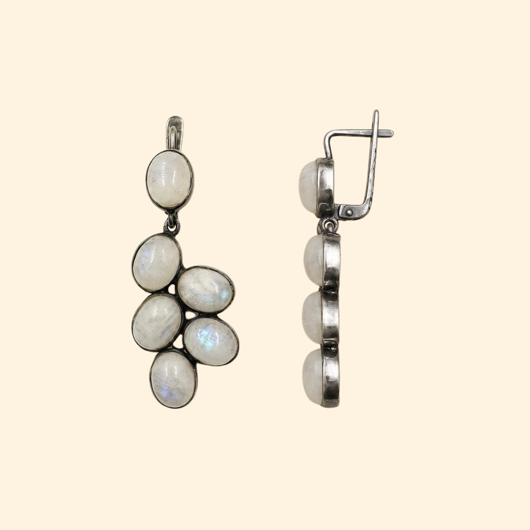 Grape Hanging Earrings in Rainbow Labradrorite