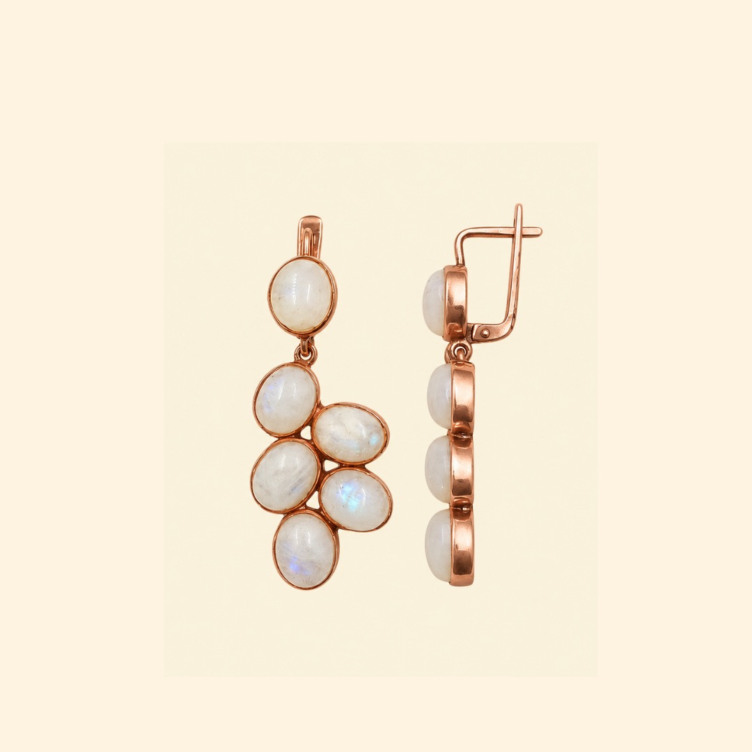 Grape Hanging Earrings in Rainbow Labradrorite