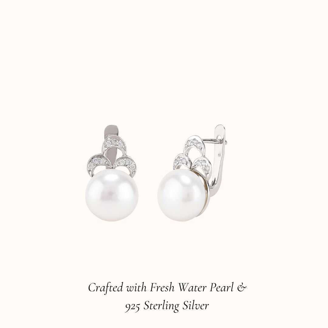 Three Leaf Pearl Ring & Earring Set