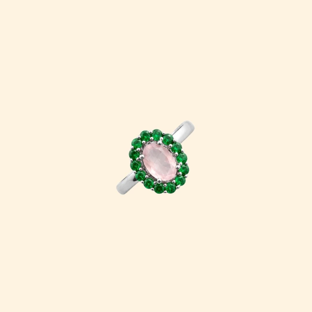 Oval Corallina Ring in Rose Quartz