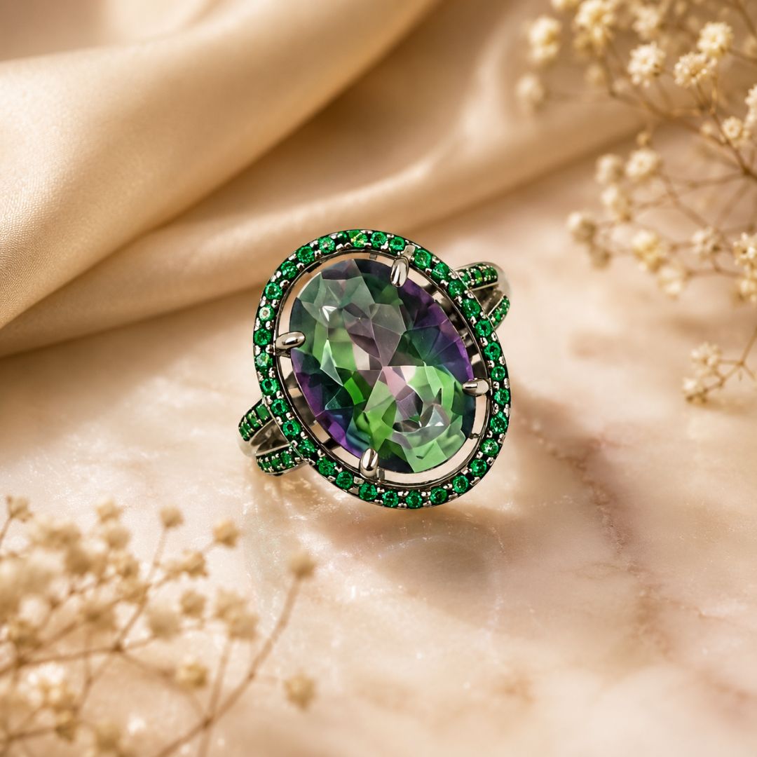 Corallina Oval Ring in Mystic Quartz