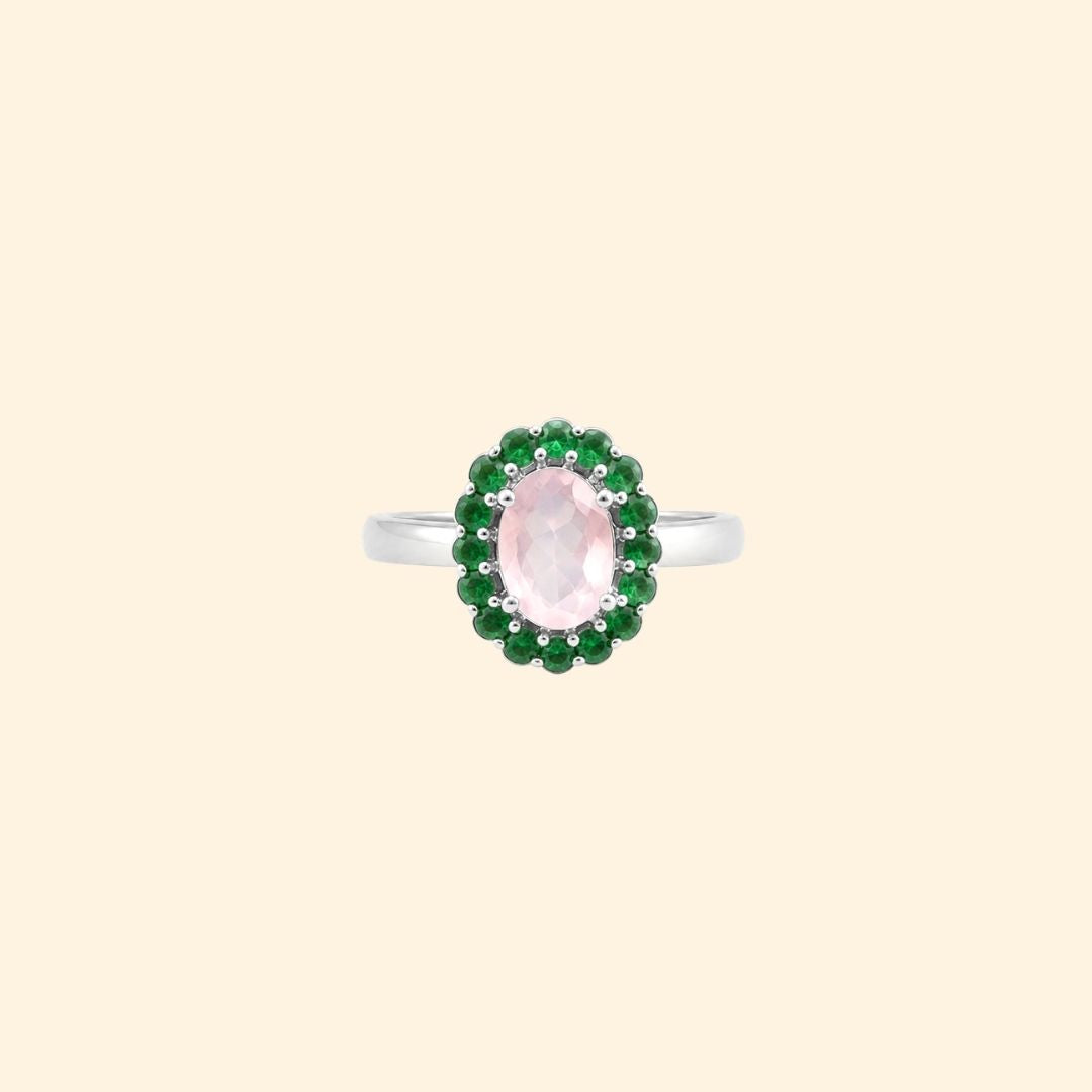 Oval Corallina Ring in Rose Quartz
