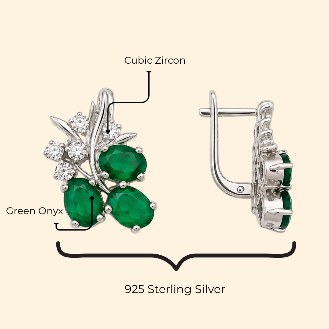 Green Onyx Grape Earrings
