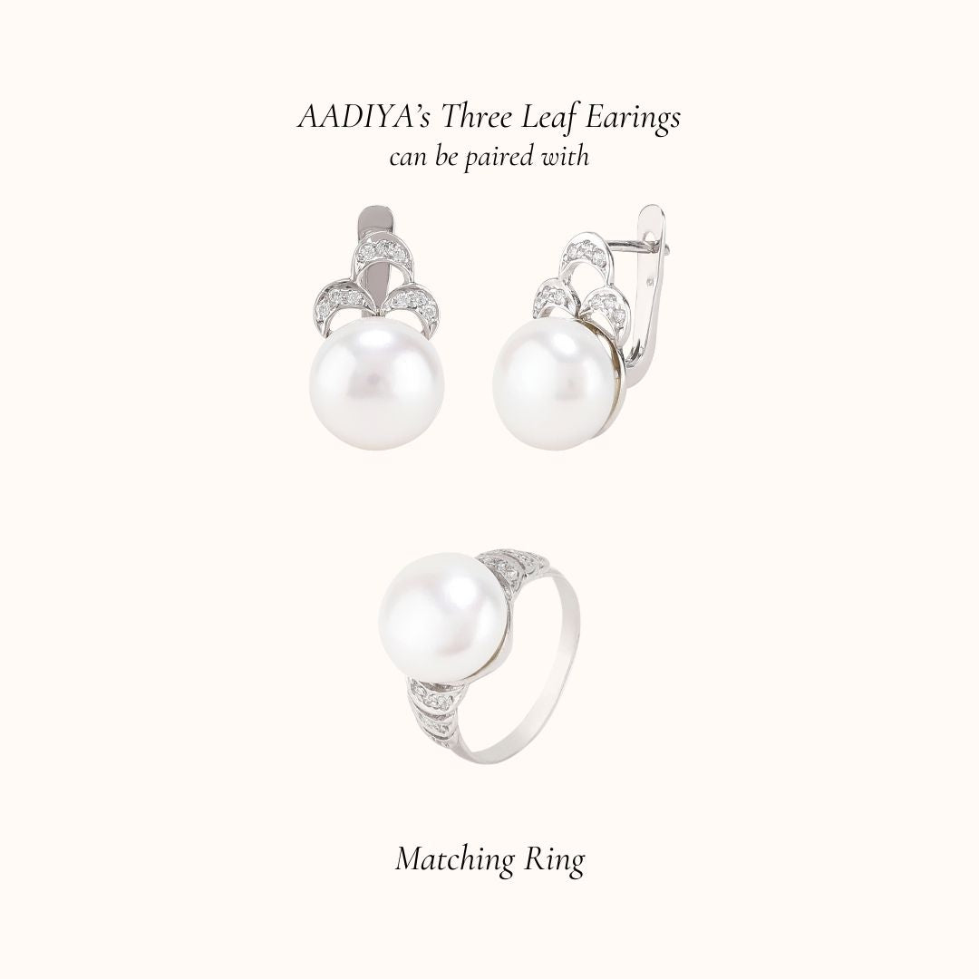 Three Leaf Pearl Earrings