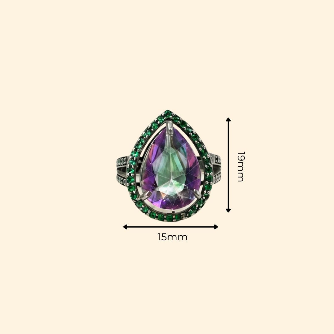 Pear Corallina Ring in Mystic Quartz